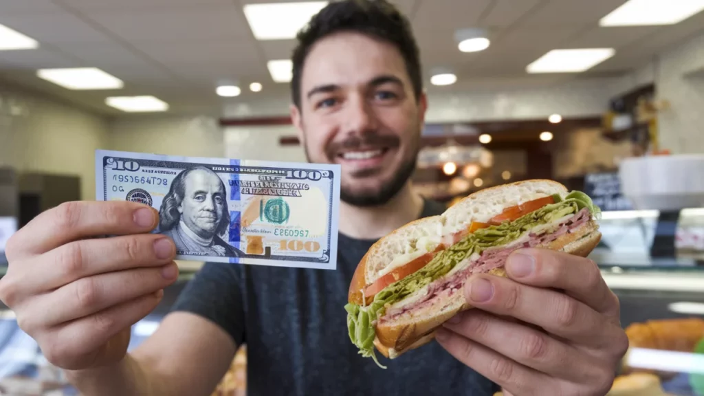 Sandwich With a $10 Bill